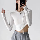 Women T-Shirt Autumn Pullover Hooded Slim Fit T-shirt