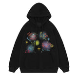 Men Hoodie Graffiti Line Animal Printed Hoodie