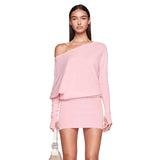 Woman Dresses Women's Spring Long Sleeve Stitching Ruffle Short Dress