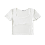 Women T-Shirt Short-Sleeved T-shirt Spring and Summer Solid Color Short Top
