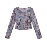 Women Sun Protection Shirt Digital Printed, Female Summer Low Collar Long Sleeves Sun Protection Clothing