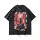 Men T Shirt Portrait Short Sleeve T-shirt Male and Female Trendy Brand Loose Retro Street