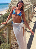 Women Sweater Dress Long Sleeve Knitted Two-Piece Seaside Skirt