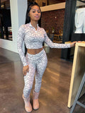 Women Co-Ord Set Women's Autumn Striped Printed Long Sleeves Top