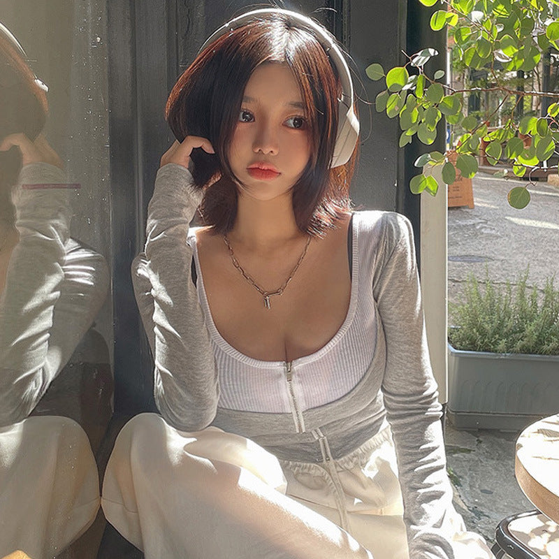 Women Long Sleeve Shirt Women's Short Cardigan Long Sleeve T-shirt Autumn and Winter