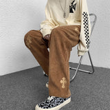 Men Sweatpants Corduroy Pants Men's Autumn and Winter Straight Loose Casual Pants