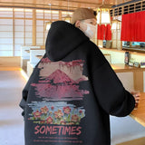 Men Hoodie Hiphop Printed Sweater Men's Spring and Autumn Retro Hooded Coat