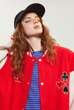Unisex Jacket Autumn Contrast Color Poker Coat Women's Clothing