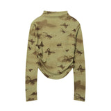 Women Long Sleeve T-Shirt Long Sleeve T-shirt Girls Slim Retro Short Spring and Autumn