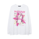 Men Long Sleeve Shirt Fashion Brand Kitten Print Oversize Couple Long Sleeve T-shirt Loose Men and Women