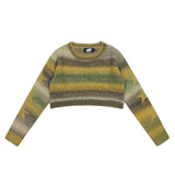 Women Sweater Short Sweater Casual Women's round Collar Star Long Sleeve Sweater