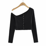 Women T-shirt Fall Slim Fit Short Long Sleeve Top
