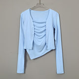 Women Long Sleeve Shirt Vest Camisole Women's Long Sleeve Jacket Cardigan