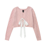 Women Sweater Short Sweater Girls Autumn Casual Twist Long Sleeve