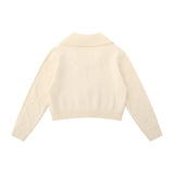 Women Sweater Knitted Cardigan Women Casual Polo Collar Long Sleeve Sweater