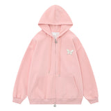 Men Hoodie Butterfly Printed Hoodie Men's Two-Way Zipper Cardigan Sweater Spring and Autumn
