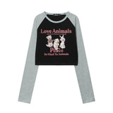 Women Long Sleeve T-Shirt Printed Short T-shirt Women's Fall Slim Fit round Neck