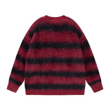 Men Long Sleeve Shirt Navy Fur Striped Knitted Couple's Tops All-Match Sweater for Men and Women