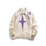 Unisex Jacket Fall Color Contrast Patchwork Turn-down Collar Coat Women's Clothing