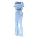 Women Pants Hooded Short Sleeve Fashionable Jacket Casual Pants