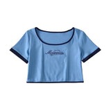 Women T-Shirt Summer T-shirt Women High Waist Short Sleeve Top