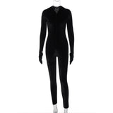 Women Jumpsuit Autumn Sexy Zip Hooded Jumpsuit