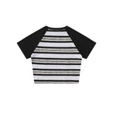 Women T-shirt Color Matching Short-Sleeved T-shirt Girls' round Neck Summer