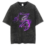 Summer Anime Pokemon Men Washed Streetwear Oversize