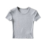 Women T-Shirt round Neck Short Sleeve T-shirt Women's Tight Top