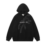Men Hoodie Flocking Embroidered Spider Hooded Sweater Loose Casual Pullover