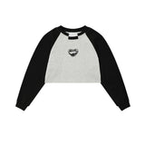 Women Hoodie Patchwork round Neck Short Heart Printing Autumn Long Sleeve
