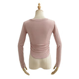 Women T-Shirt Spring and Autumn Women's Slim V-neck Long-Sleeved T-shirt