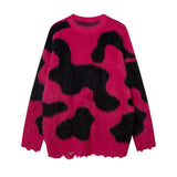 Men Long Sleeve Shirt Five-Pointed Star Contrast Color Jacquard Sweater for Men and Women Idle Style Couple Sweater