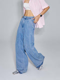 Unisex Pants Fall Pocket Raw Hem Jeans