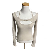 Women Long Sleeve Shirt Camisole Spring and Autumn Long Sleeve Top
