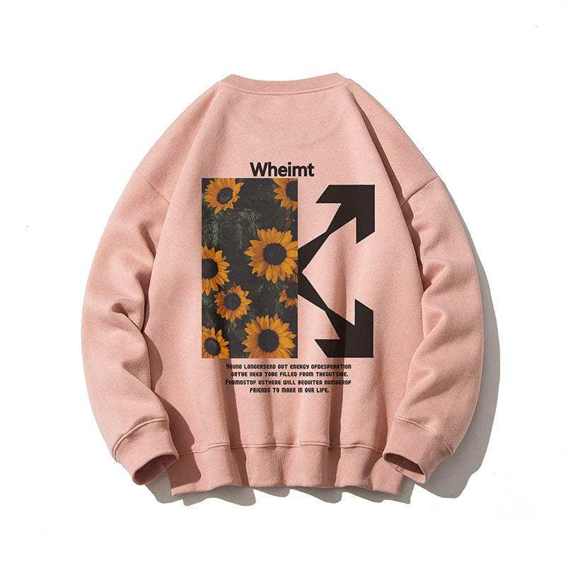 Men Hoodie Couples Sweater Trendy Design Print round Neck Loose