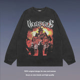 Men Long Sleeve Shirt Washed Long Sleeve Bottoming T-shirt Men's and Women's Ins Fashion Brand