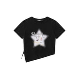 Women T-shirt Short-Sleeved T-shirt Girls' Summer Five-Pointed Star Kitten Print