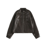 Unisex Jacket Autumn Retro Shoulder Pu Coat Women's Clothing