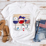 Women's Independence Day T Shirt round Neck Short Sleeve T-shirt Women's Top