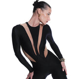 Women Jumpsuit Women's round Neck Long Sleeve Color Matching Long Jumpsuit