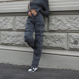 Women Cargo Pants Jeans for Women Baggy Straight Trousers