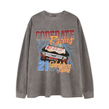 Men Long Sleeve Shirt Avintage Printed Casual Long Sleeve T-shirt Men and Women Couple Loose Top
