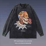Men Long Sleeve Shirt Rodman Printed Long Sleeve Worn Looking Washed-out All-Match Long Sleeve T-shirt