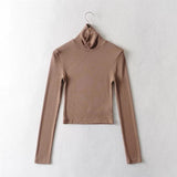 Women T-Shirt Spring and Autumn Women's Slim-Fit Short Long Sleeve T-shirt Bottoming Shirt