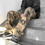 Men Sweatpants Retro Loose Straight Camouflage Casual Trousers