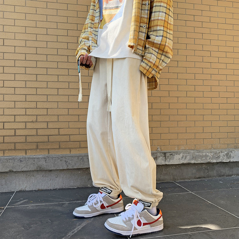 Men Sweatpants Corduroy Pants Men's Spring and Autumn Casual Pants Korean Style