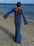 Women Sweater Dress Knitted Polo Long Skirt Sun Protection Dress Women