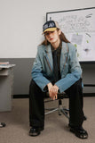 Unisex Jacket Autumn Washed and Frayed Denim Coat