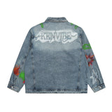 Men Denim Jacket Letter Printing Denim Clothes Jacket Male Vibe Loose Denim Jacket